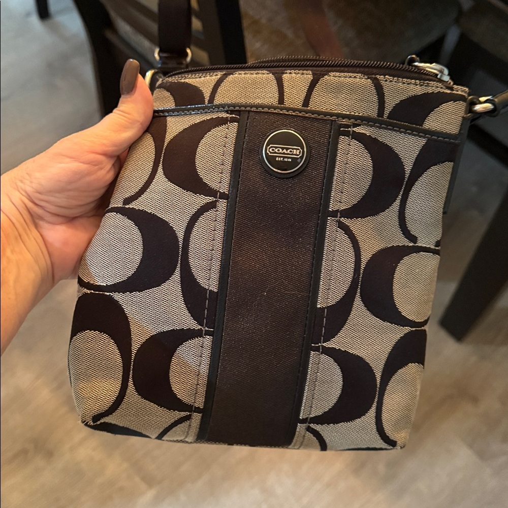 Coach Black and Gray Signature Crossbody